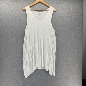 Plume & Thread Womens Size 3  / Large White Sleeveless Tunic Tank Top Asymmetric